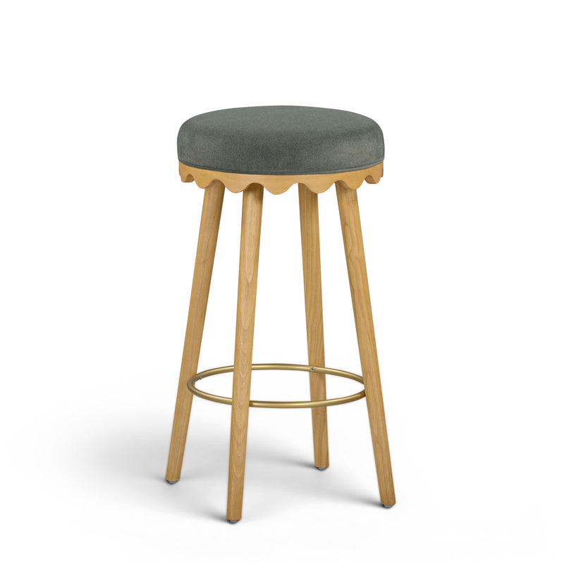 Oodle Performance Vegan Mohair Bar and Counter Stool - Green / Natural Ash / Bar Height
