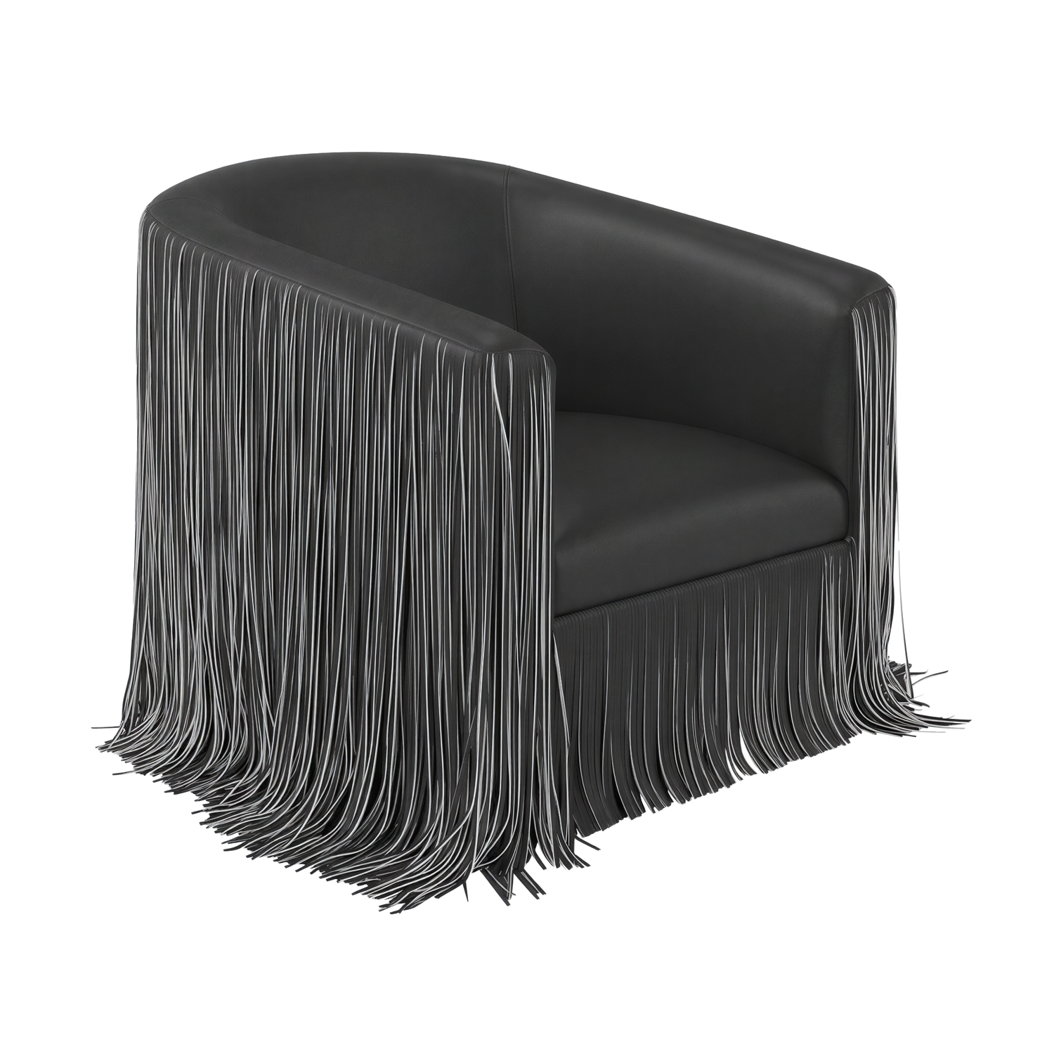 Shag Me Performance Vegan Leather Swivel Accent Chair - Black and White