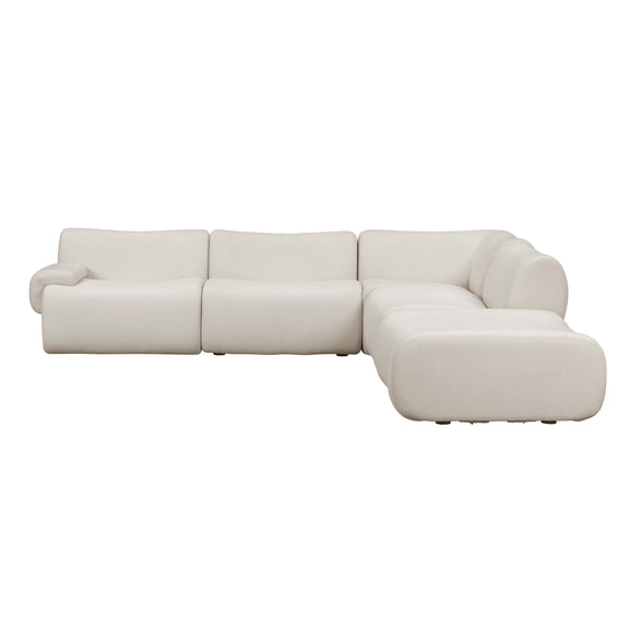 Zenith 5-Piece Contract-Grade Upcycled Fabric Modular Sectional - Cream / LAF