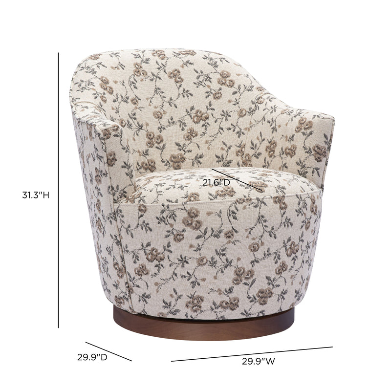 Skyla Swivel Chair - Beige Floral