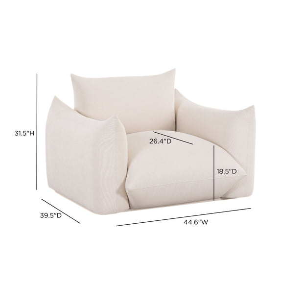 Saint Tropez Stuffed Indoor/Outdoor Armchair - Cream