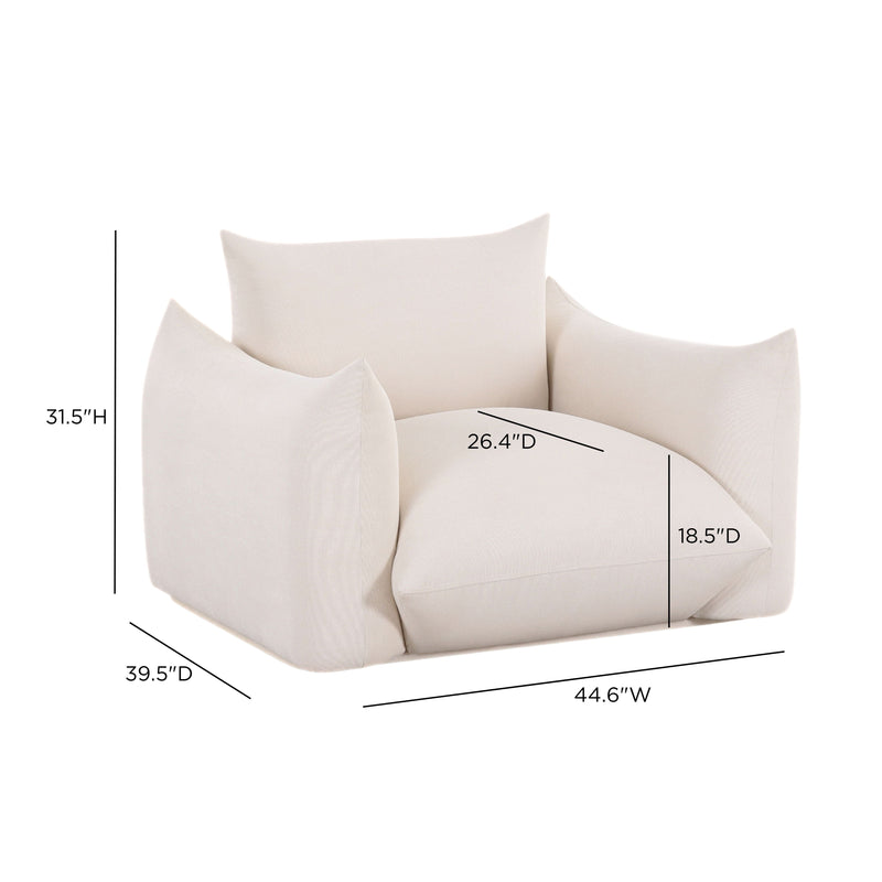 Saint Tropez Stuffed Indoor/Outdoor Armchair - Cream