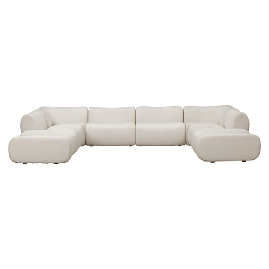 Zenith 8-Piece Contract-Grade Upcycled Fabric Modular U-Sectional - Cream