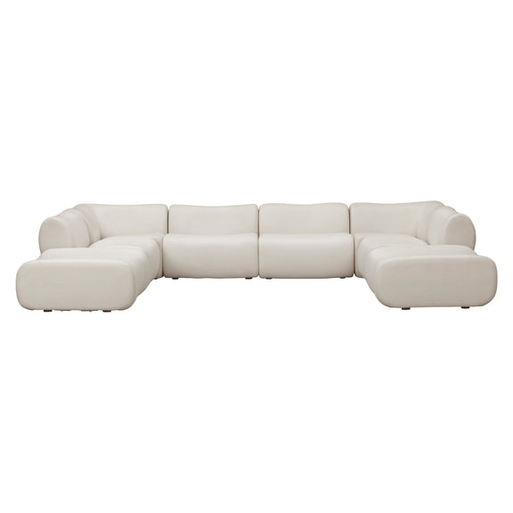 Zenith 8-Piece Contract-Grade Upcycled Fabric Modular U-Sectional - Cream