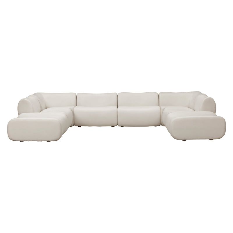 Zenith 8-Piece Contract-Grade Upcycled Fabric Modular U-Sectional - Cream
