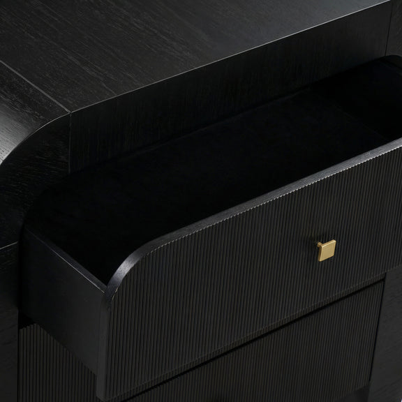 Hump 38" Arched 3-Drawer Bedside Chest - Black
