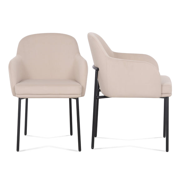Sydney Performance Velvet Armchair - Set of 2 - Taupe