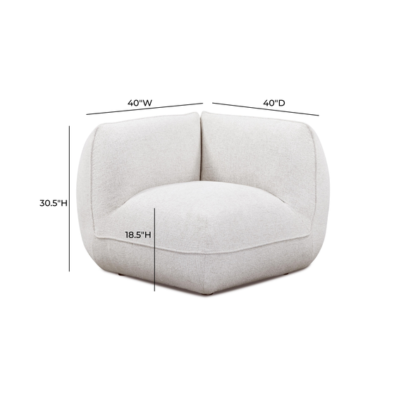 Arezza Stone White Contract-Grade Basketweave Chenille Corner Chair