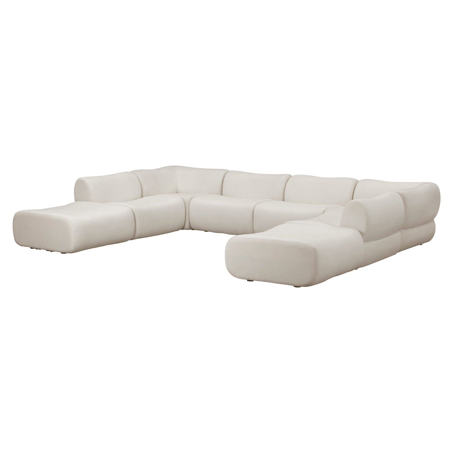 Zenith 8-Piece Contract-Grade Upcycled Fabric Modular U-Sectional - Cream