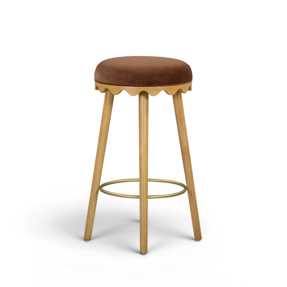 Oodle Performance Vegan Mohair Bar and Counter Stool - Bronze / Natural Ash / Bar Height
