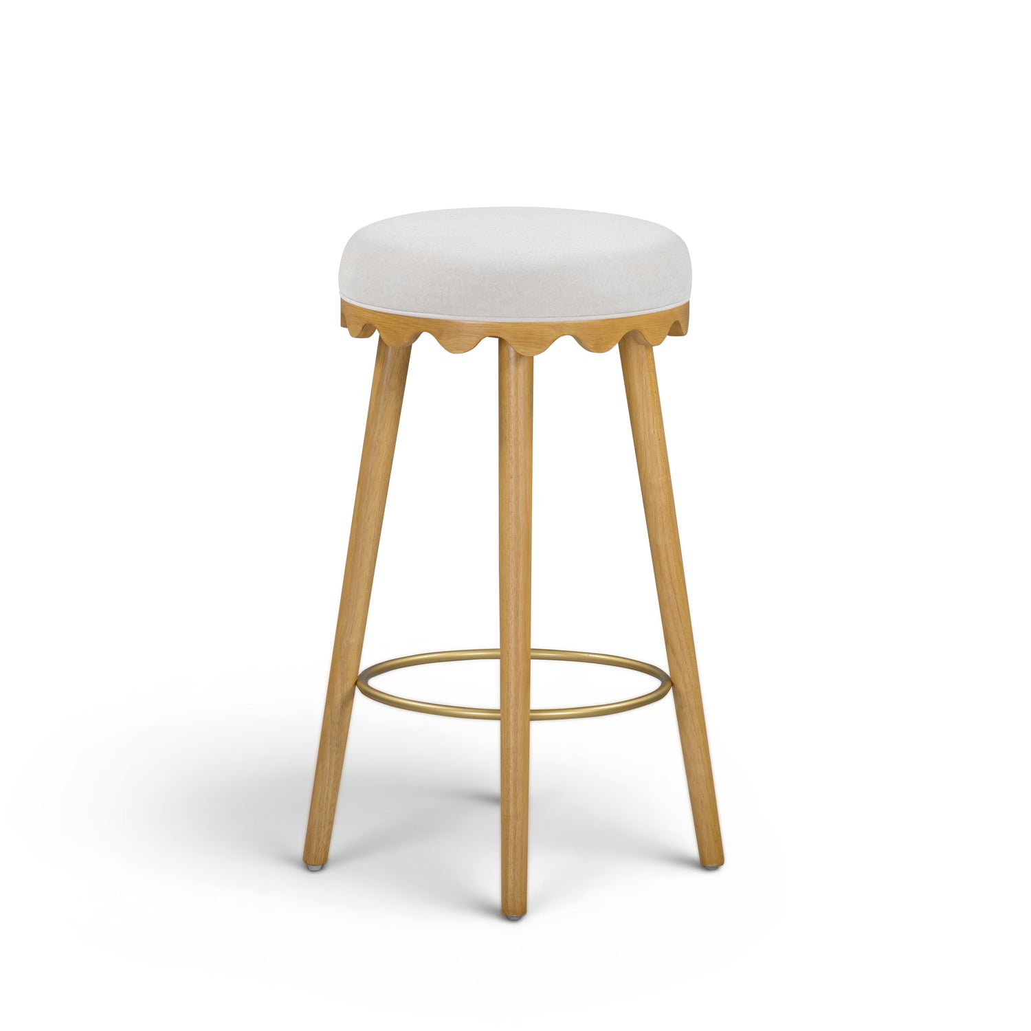 Oodle Performance Vegan Mohair Bar and Counter Stool - Cream / Natural Ash / Bar Height