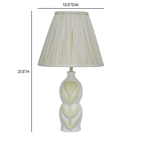 Edith Curved Papier Mache Flower Pleated Table Lamp