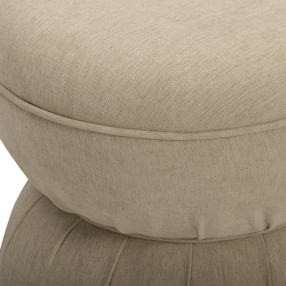 Tomlin Ruched Performance Fabric Game Ottoman - Tan