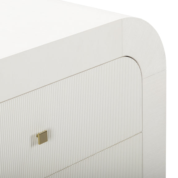 Hump 38" Arched 3-Drawer Bedside Chest - White