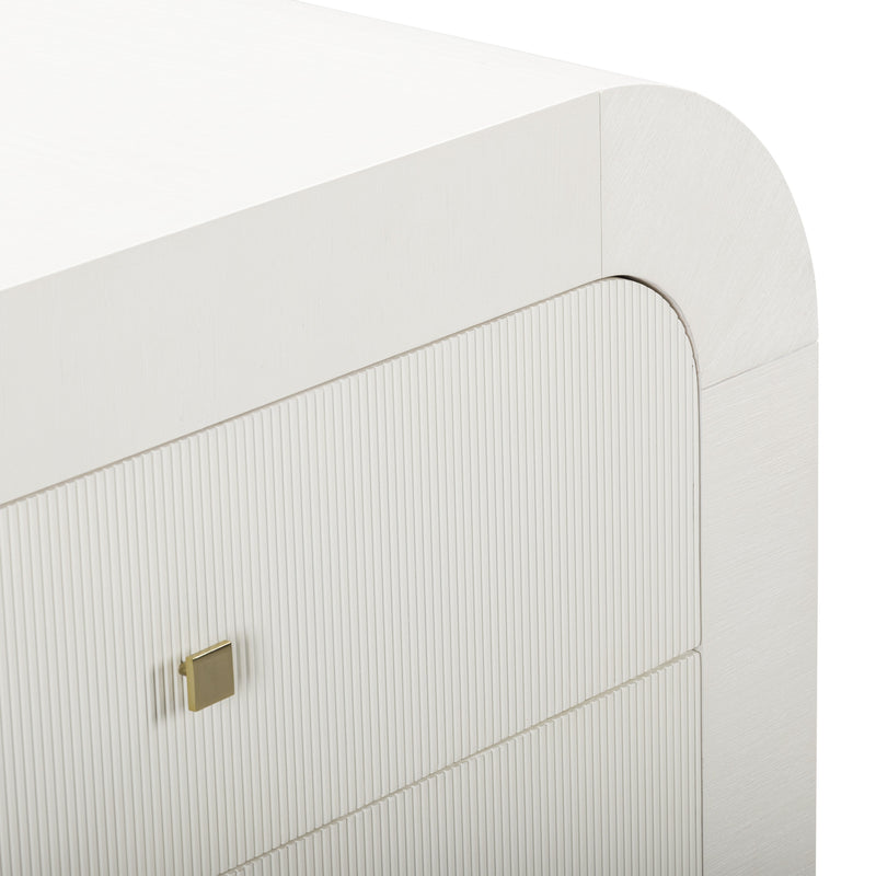 Hump 38" Arched 3-Drawer Bedside Chest - White