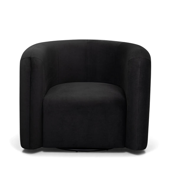 Curves Performance Velvet Swivel Accent Chair - Black