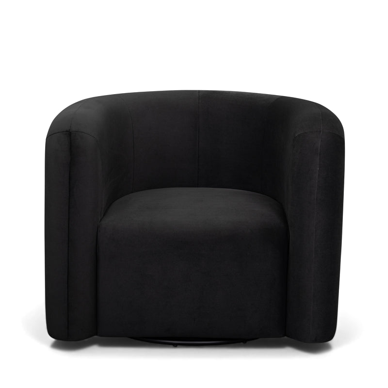 Curves Performance Velvet Swivel Accent Chair - Black