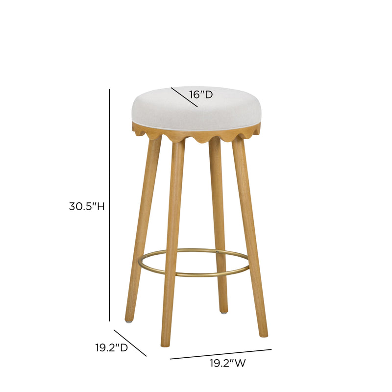 Oodle Performance Vegan Mohair Bar and Counter Stool - Cream / Natural Ash / Bar Height