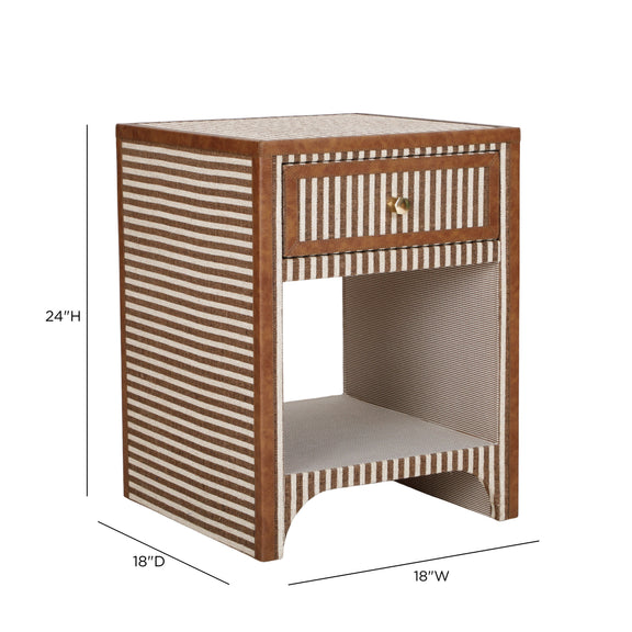 Kora 18" Cotton Jute 1-Drawer Contract-Grade Nightstand - Brown