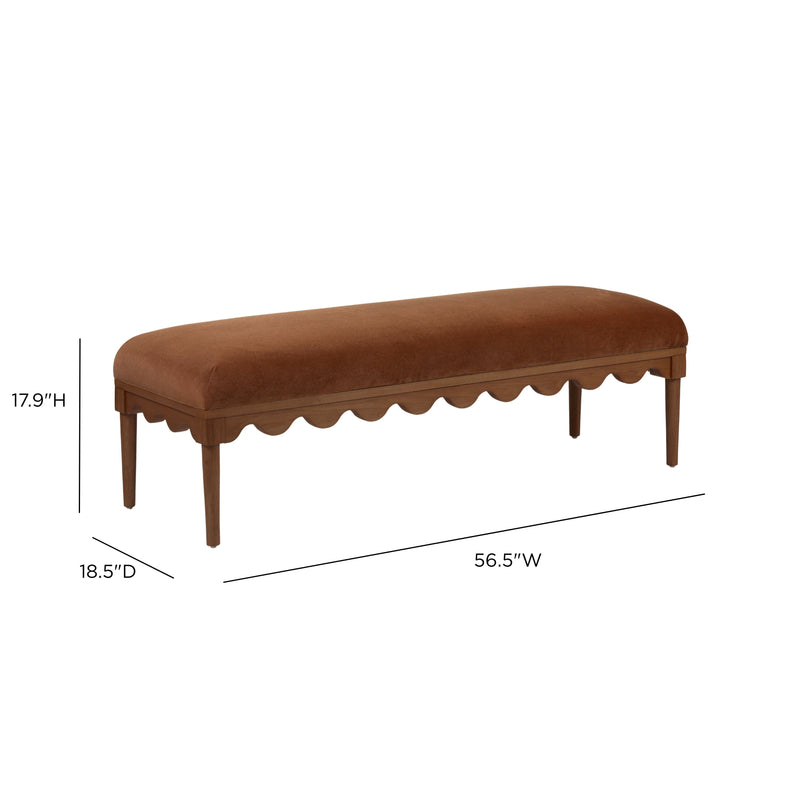Oodle 56.5" Performance Vegan Mohair Bench - Bronze / Walnut