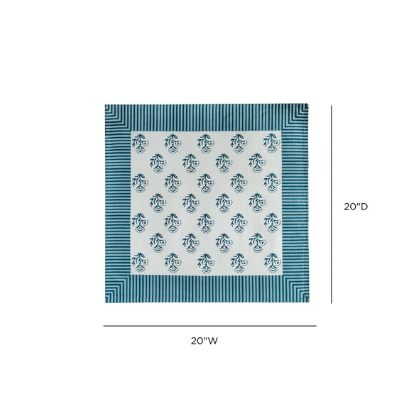 Crissy Cotton Canvas Printed Napkins - Set of 4 - Blue Vintage Floral