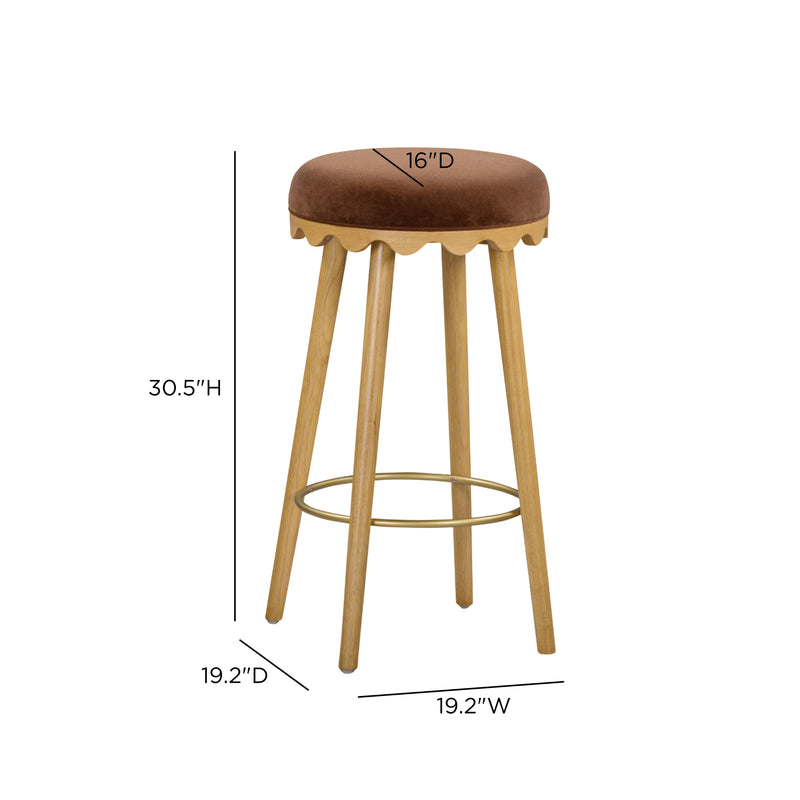 Oodle Performance Vegan Mohair Bar and Counter Stool - Bronze / Natural Ash / Bar Height