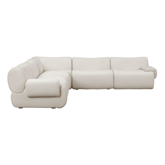 Zenith 5-Piece Contract-Grade Upcycled Fabric Modular L-Sectional - Cream