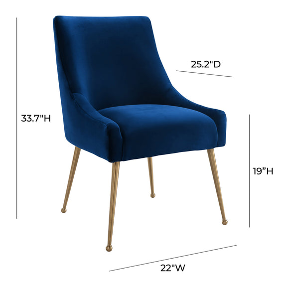 Beatrix Performance Velvet Dining Chair - Navy