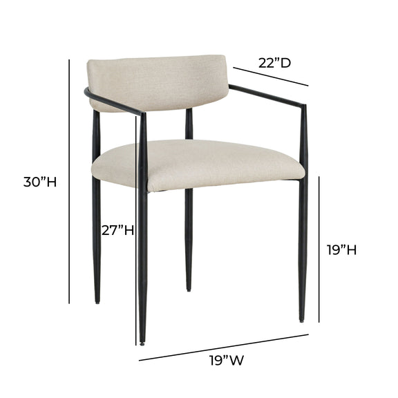 Forte Cream Linen Forged Iron Dining Chair