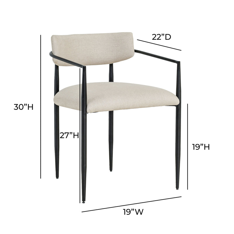 Forte Cream Linen Forged Iron Dining Chair