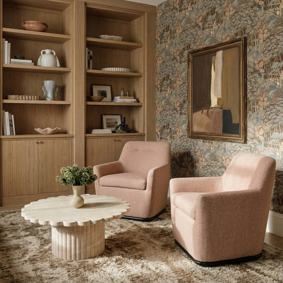Mado Swivel Accent Chair - Peach