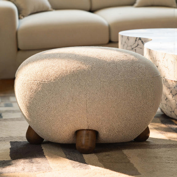 Pucker Ottoman - Warm Grey