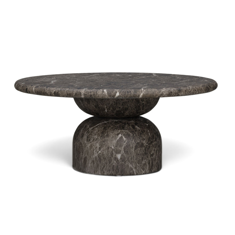 Cynthia 36" Concrete Indoor/Outdoor Coffee Table - Dark Emperador Marble