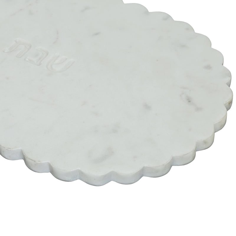 Shabbat Marble Serving Board - White Marble