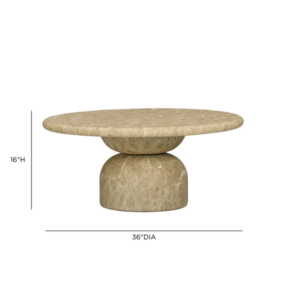 Cynthia 36" Concrete Indoor/Outdoor Coffee Table - Light Emperador Marble