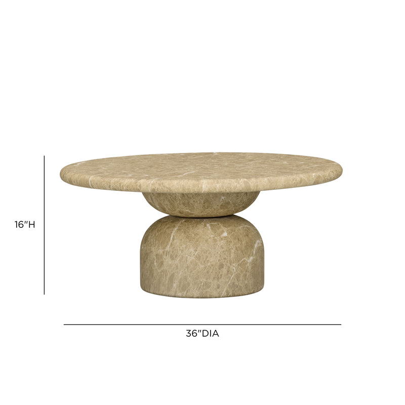 Cynthia 36" Concrete Indoor/Outdoor Coffee Table - Light Emperador Marble