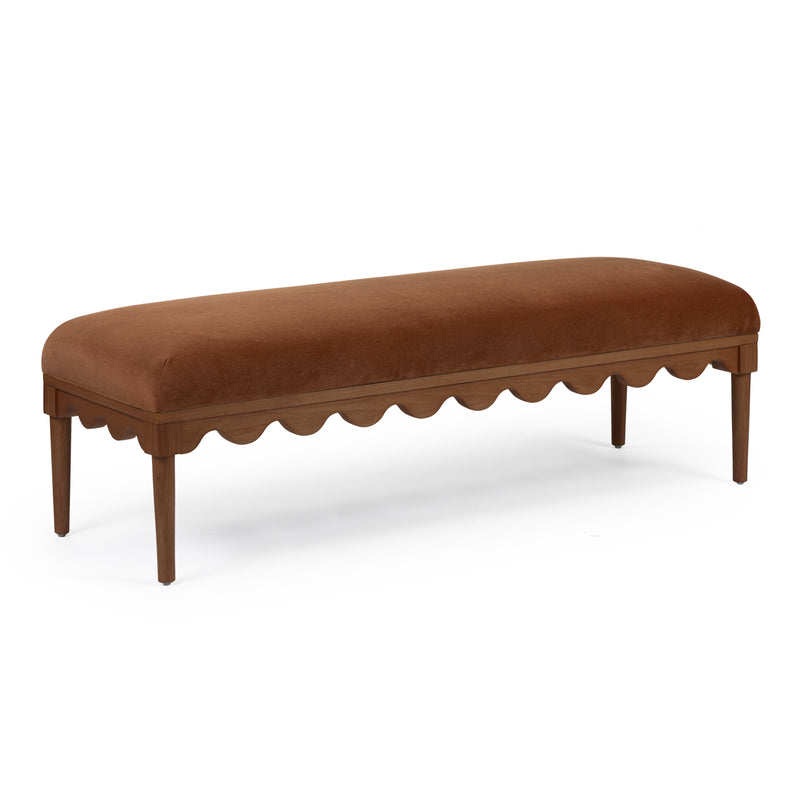 Oodle 56.5" Performance Vegan Mohair Bench - Bronze / Walnut
