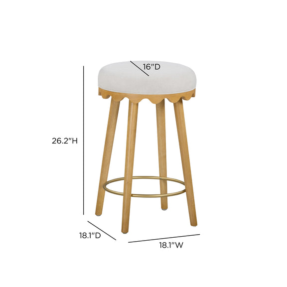 Oodle Performance Vegan Mohair Bar and Counter Stool - Cream / Natural Ash / Counter Height