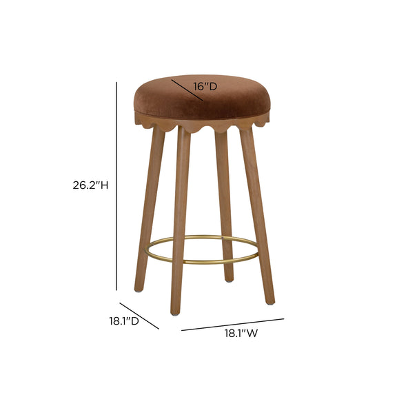Oodle Performance Vegan Mohair Bar and Counter Stool - Bronze / Light Walnut / Counter Height