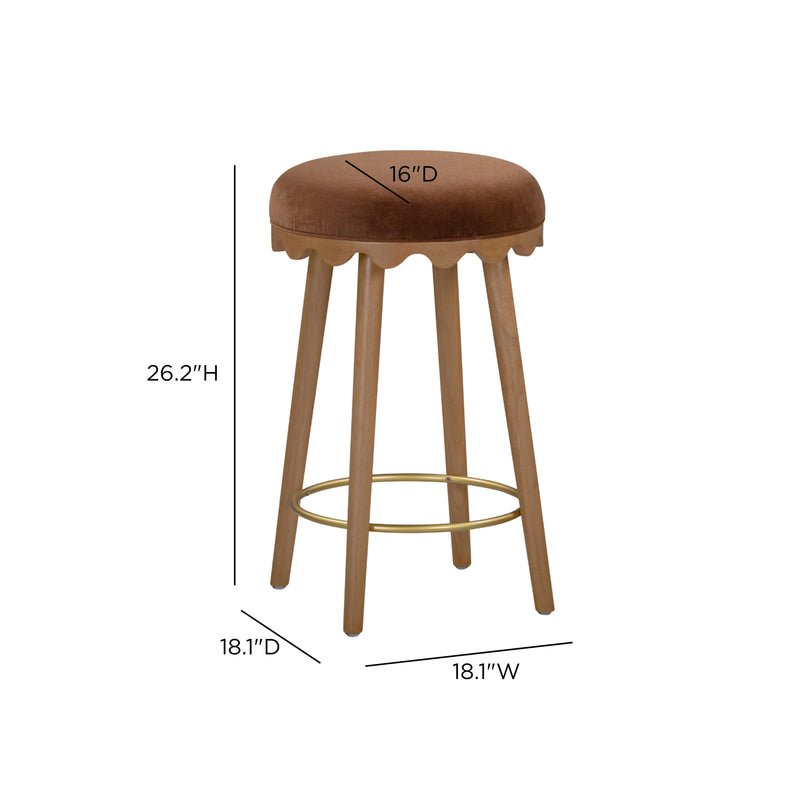 Oodle Performance Vegan Mohair Bar and Counter Stool - Bronze / Light Walnut / Counter Height
