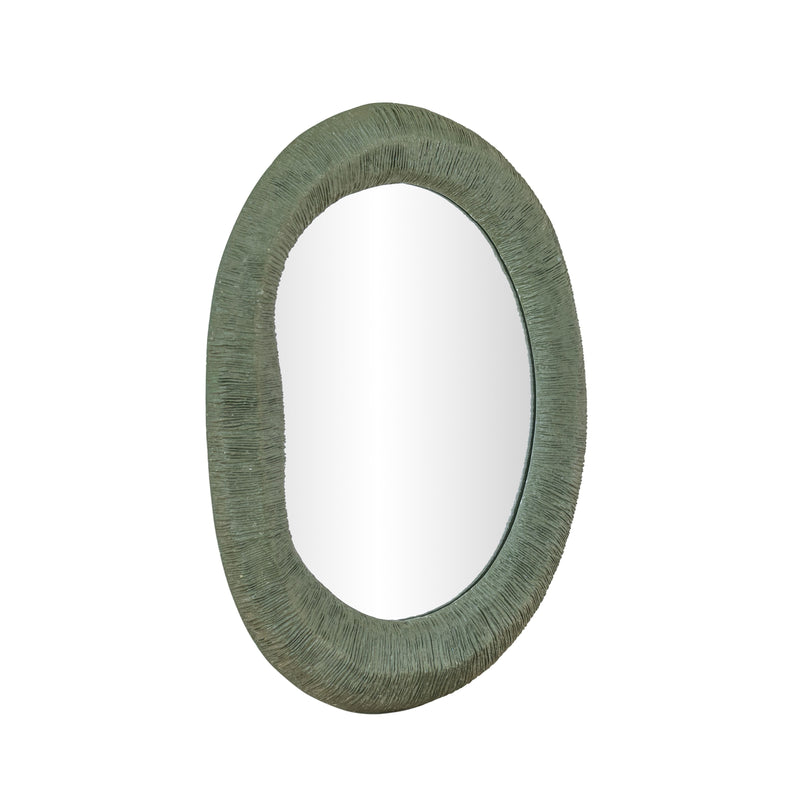 Orpheus 22"X28" Ribbed Forest Green Fiberglass Thick Wall Mirror