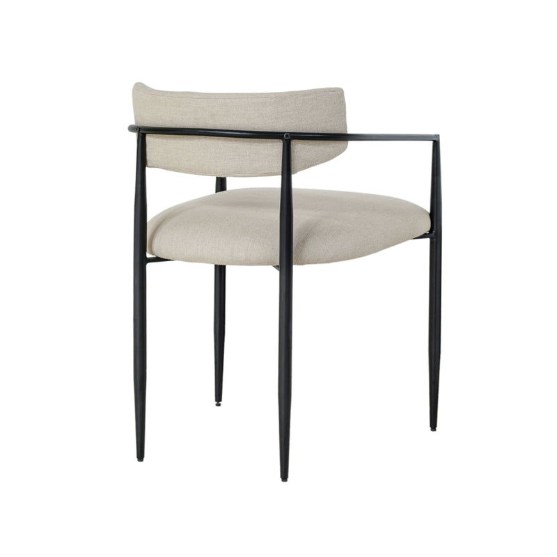 Forte Cream Linen Forged Iron Dining Chair