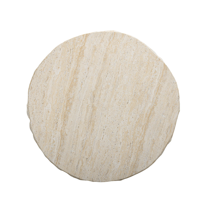 Roxanne Faux Travertine Indoor/Outdoor Concrete Side Table