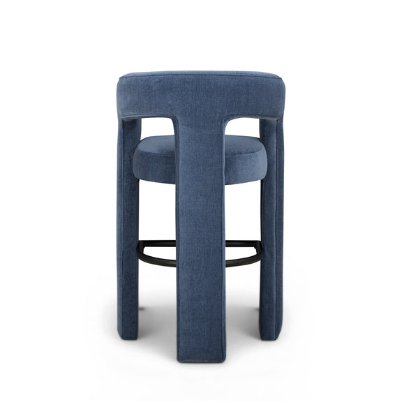 Malone Performance Chenille Stool - Blue Denim / Bar Height