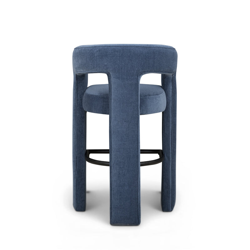 Malone Performance Chenille Stool - Blue Denim / Bar Height