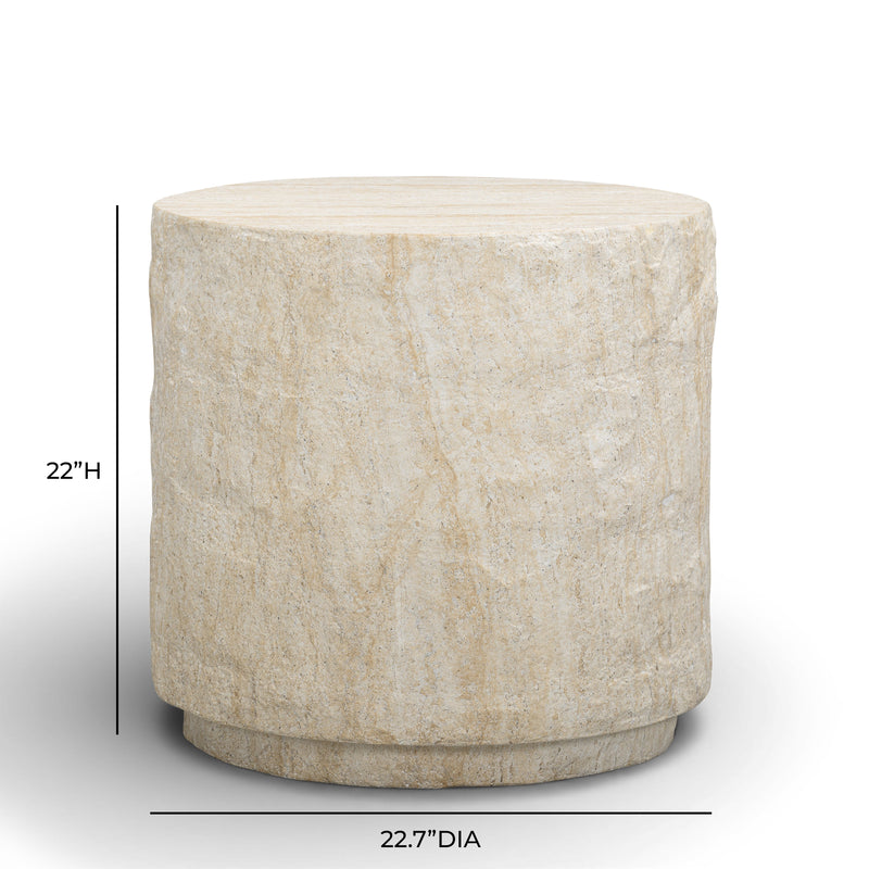Roxanne Faux Travertine Indoor/Outdoor Concrete Side Table