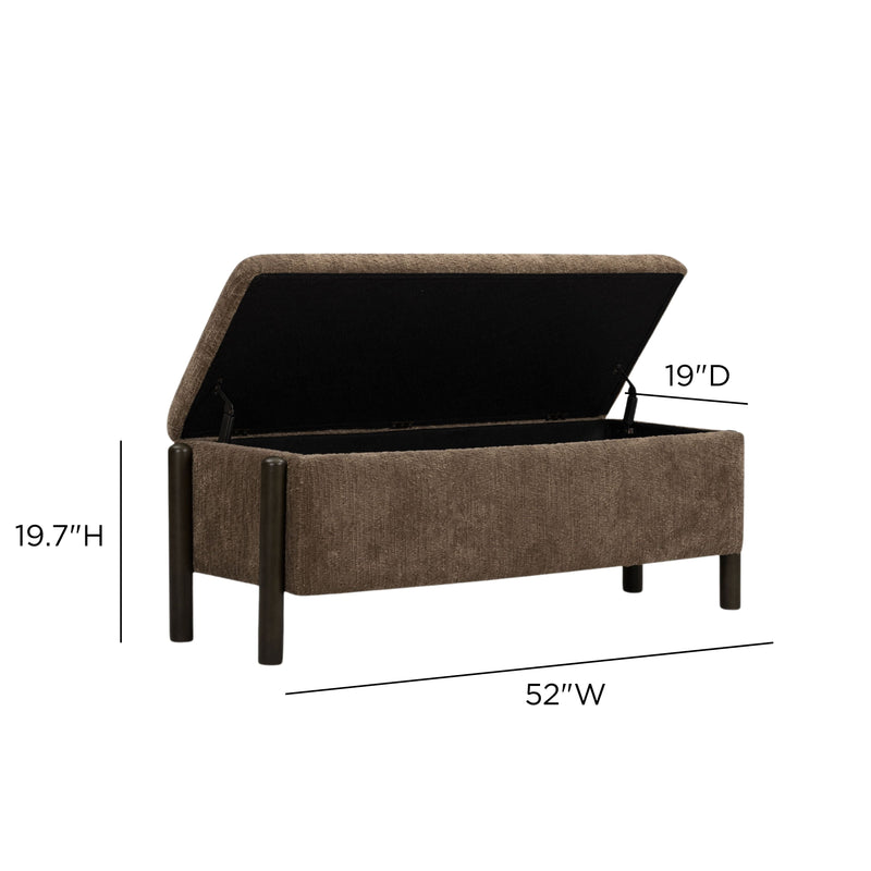 Abby 52" Nubby Fabric Storage Bench - Brown