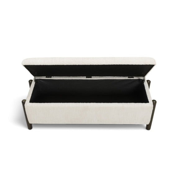 Abby 52" Nubby Fabric Storage Bench - Cream