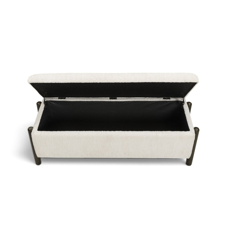 Abby 52" Nubby Fabric Storage Bench - Cream