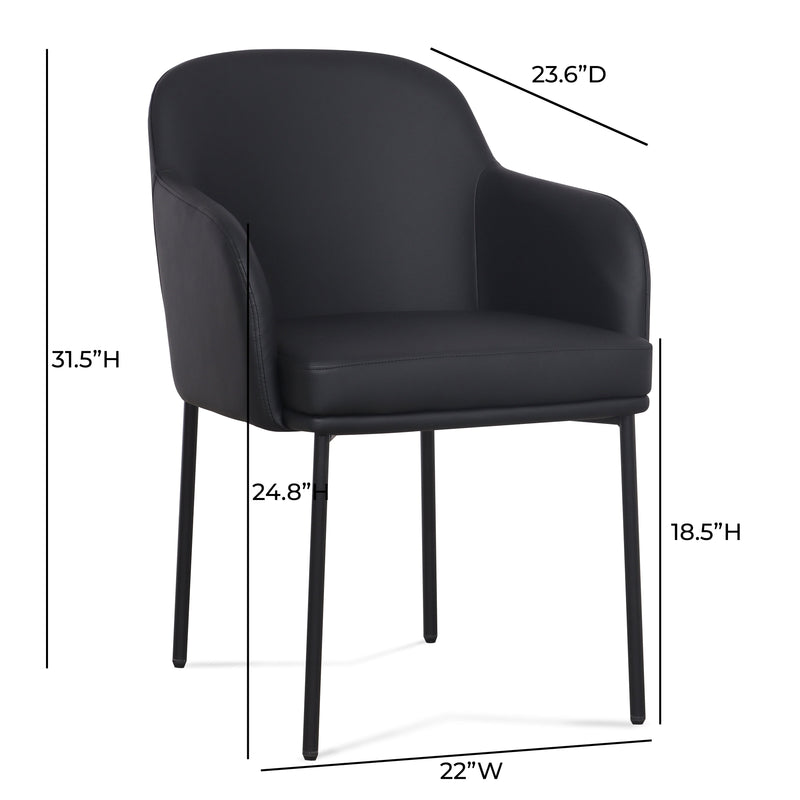 Sydney Performance Vegan Leather Armchair - Set of 2 - Black